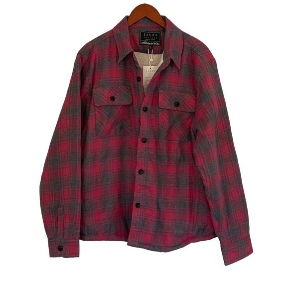 NWT Jachs NY Red Recycled Flannel Shirt Jacket/Shacket, Sherpa/Fleece Plaid XL - Picture 1 of 16